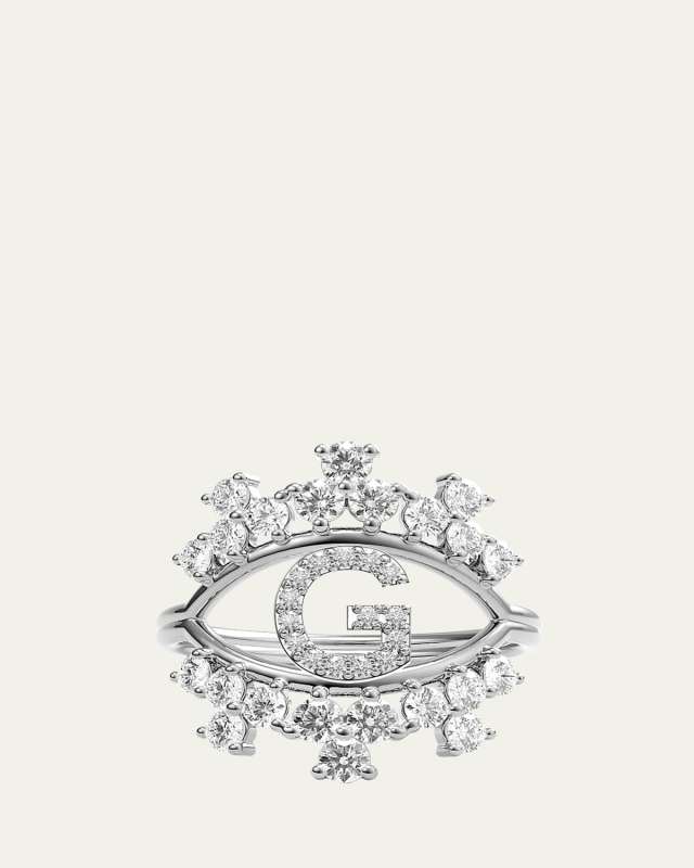 Sara 18K White Gold Diamond Ring, Letter G